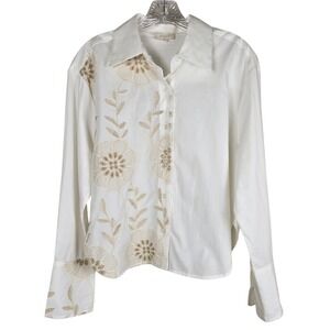 Parker Boho Floral‎ Embroidered Long Sleeve Cotton Blouse White Size S